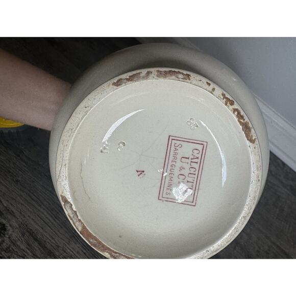 Antique Sarreguemines “Calcutta” Pitcher Red Transferware French Faeince 9” - Picture 15 of 15